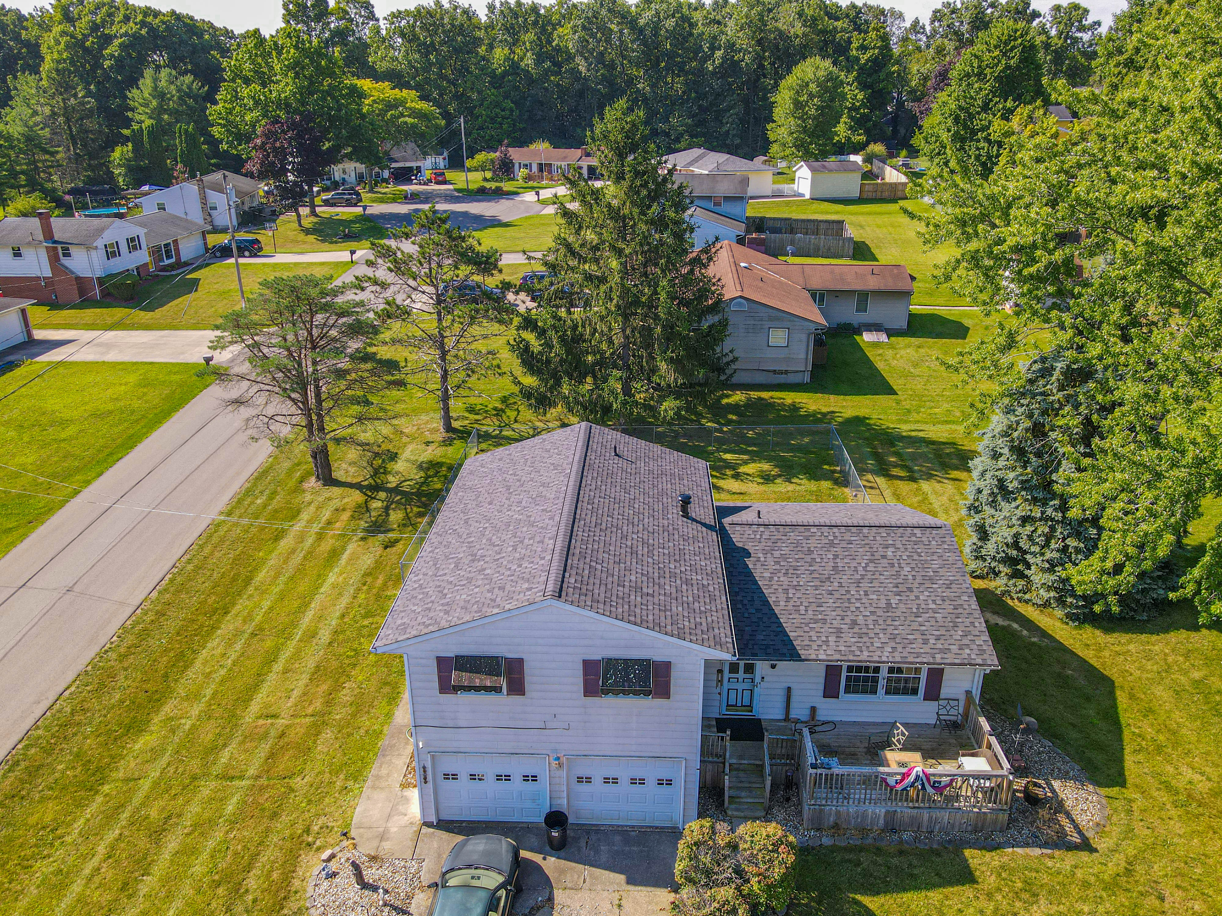 Drone shot of neighborhood 